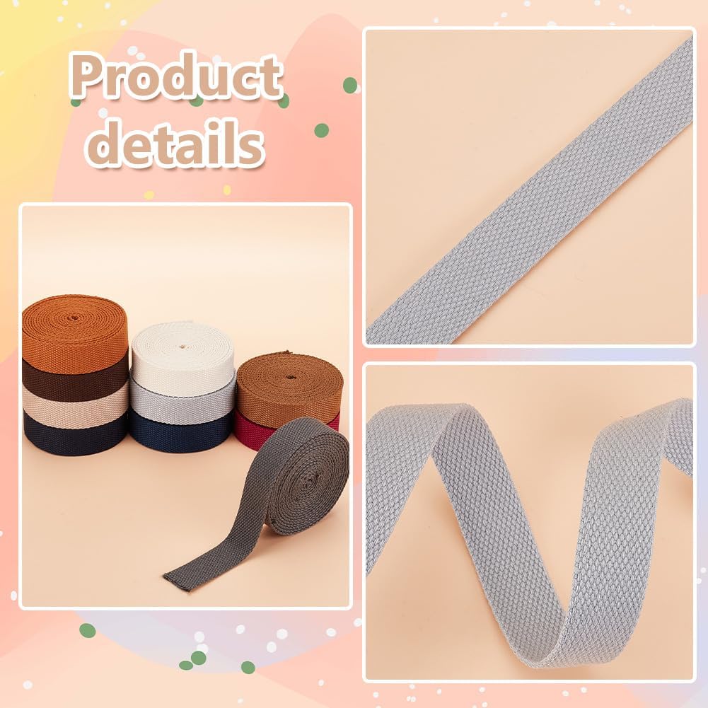 10-Color Cotton Webbing Ribbon Set – 25mm Wide, 2mm Thick, 2.88m Each Color, Total 28.8m