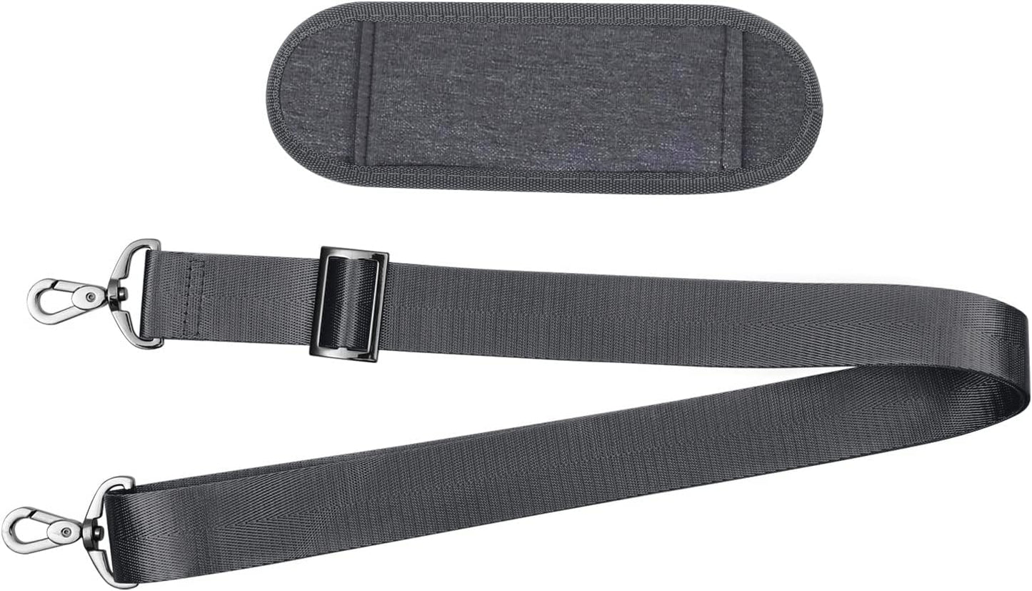 56-Inch Adjustable Nylon Shoulder Strap with Thick Shoulder Pad | Universal Crossbody Replacement Strap for Travel, Camera, Laptop & Tool Bags (Black)