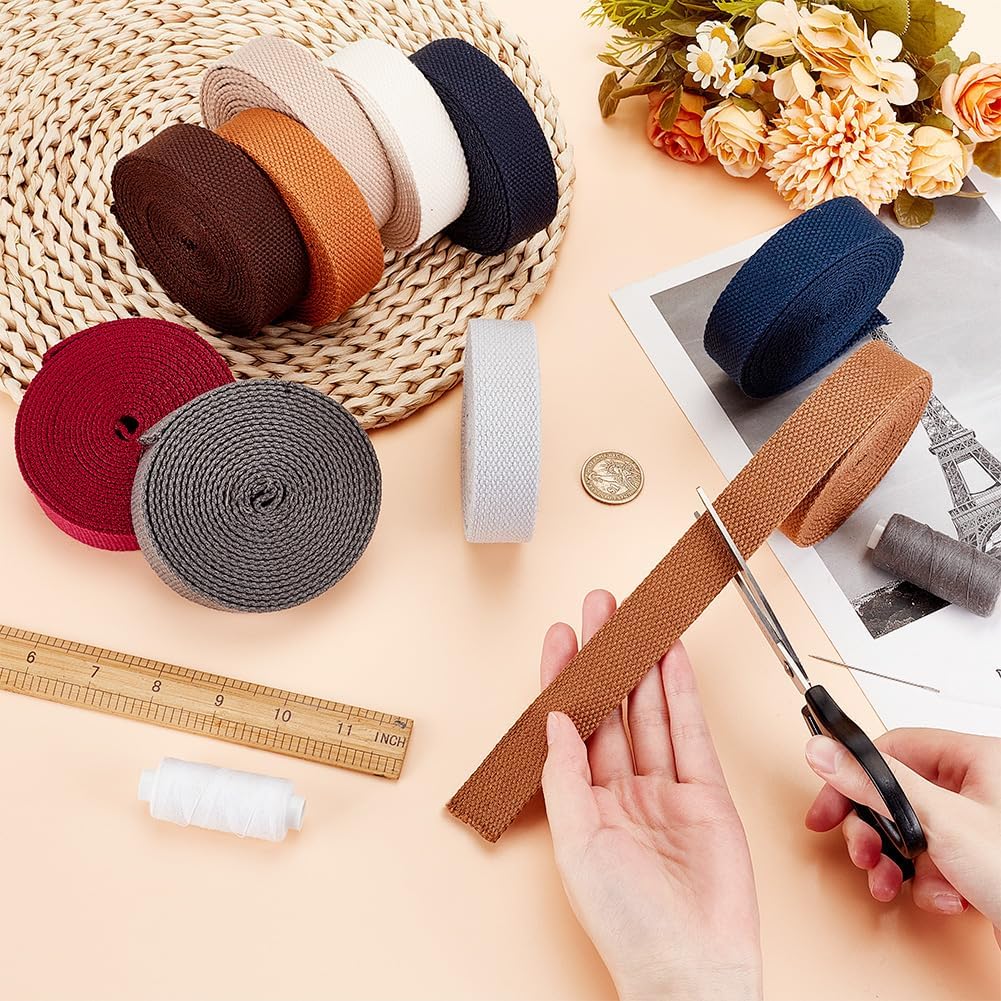 10-Color Cotton Webbing Ribbon Set – 25mm Wide, 2mm Thick, 2.88m Each Color, Total 28.8m