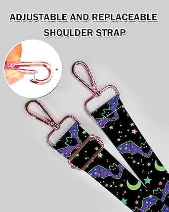 Adjustable Starry Sky Pattern Bag Strap | 1.5 Inch Wide Shoulder Strap | 32.6โ59 in Length | Colorful Webbing Replacement Handle with Metal Hooks