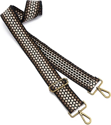 Retro Plaid Adjustable Bag Strap | Wide Replacement Shoulder Strap with Gold Hardware | 2 Inch Width | Adjustable Length 34–65 Inches | Universal Fit for Bags