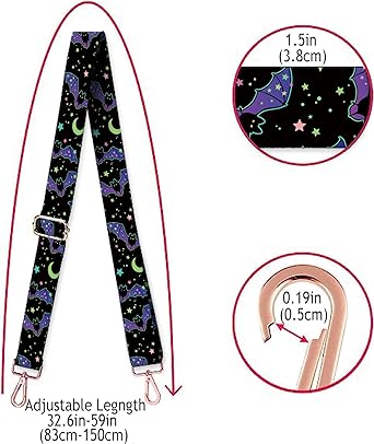 Adjustable Starry Sky Pattern Bag Strap | 1.5 Inch Wide Shoulder Strap | 32.6โ59 in Length | Colorful Webbing Replacement Handle with Metal Hooks