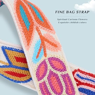 Adjustable Colorful Printed Bag Strap – Wide Replacement Shoulder Strap with Metal Hooks (Length: 31–51 inches)