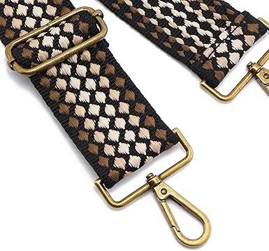 Retro Plaid Adjustable Bag Strap | Wide Replacement Shoulder Strap with Gold Hardware | 2 Inch Width | Adjustable Length 34–65 Inches | Universal Fit for Bags