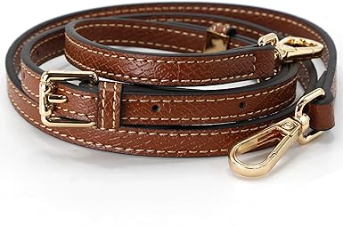 Adjustable Brown PU Leather Bag Strap with Metal Hooks | Vintage-Style Faux Leather Replacement Shoulder Crossbody Strap (Length: 94–114cm / 37–45in)