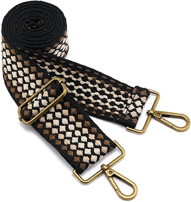 Retro Plaid Adjustable Bag Strap | Wide Replacement Shoulder Strap with Gold Hardware | 2 Inch Width | Adjustable Length 34–65 Inches | Universal Fit for Bags