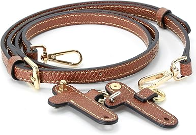 Adjustable Brown PU Leather Bag Strap with Metal Hooks | Vintage-Style Faux Leather Replacement Shoulder Crossbody Strap (Length: 94–114cm / 37–45in)