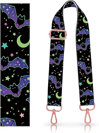 Adjustable Starry Sky Pattern Bag Strap | 1.5 Inch Wide Shoulder Strap | 32.6–59 in Length | Colorful Webbing Replacement Handle with Metal Hooks
