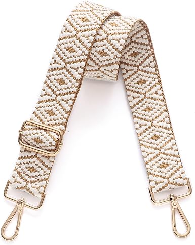 Adjustable Ethnic Pattern Bag Strap | 1.5 Inch Wide Soft Shoulder Strap with Gold Hardware | Universal Replacement for Crossbody, Handbags, Totes (30–57 Inch)